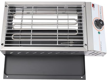 Elektrischer Barbecue Tischgrill Mit Edelstahl-Grillrost Für Drinnen und Draußen, Elektrogrill Mobiler BBQ Grill-Start Schnellem, Abnehmbares Heizelement Balkon Grill,Für Camping,Picknick,Garten