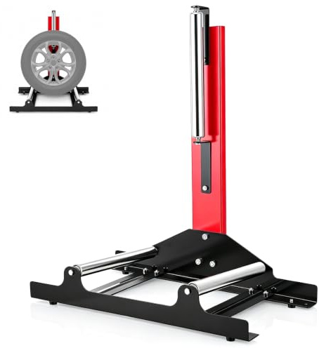Estantería para neumáticos y soporte de limpieza, ajustable en altura, soporte para neumáticos giratorio 360°
