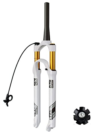 NIKANXIA 26/27.5/29 Inch Air Suspension Fork, 1-1/8 Tube, 120mm Travel, Tapered and Straight Steerer, MTB Front Fork(Vertebral Rl,29in)