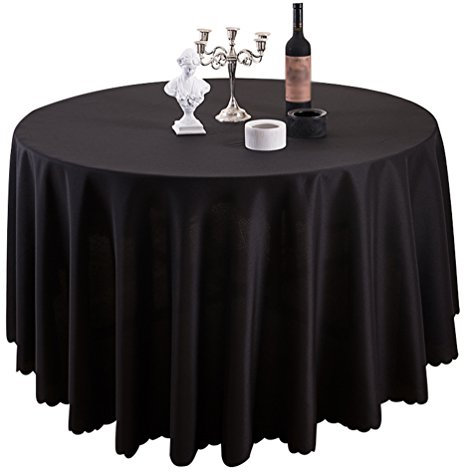 Heheja Pure Farbe Tischtücher Ornamente Eckig Rund Tischdecke Schwarz 260cm