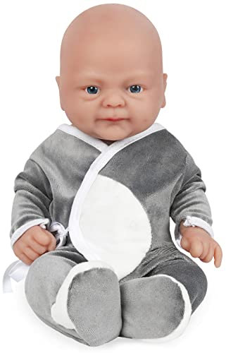 Vollence 36 cm Ganzkörper Silikon Reborn Babypuppe Junge,Vollsilikon Babypuppes, Lebensechte Reborn Babypuppen - Junge