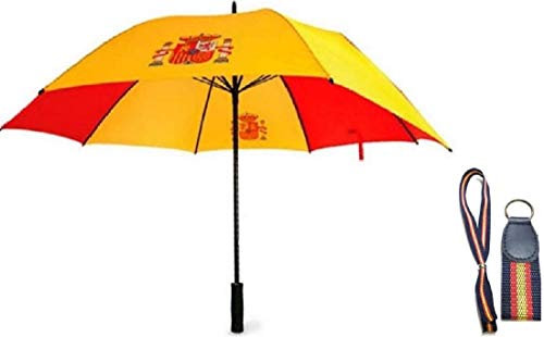 PARAGÜAS Bandera ESPAÑA ANTIVENTISCA Y Regalo Llavero Y Pulsera Azul Bandera ESPAÑA