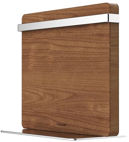 Fiskars Norden Premium Messerblock, Magnetischer Messerblock zur Wandmontage oder als Tischständer, 28,8 x 24 cm, Aus wärmebehandeltem finnischem Birkenholz, Braun, 1027506