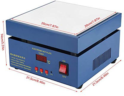 Stazione di preriscaldamento 200 × 200 mm 800 W, piastra riscaldante elettrica per microcomputer LED, controllo CPU stazione di preriscaldamento PCB, accurata e costante, per il riscaldamento dei comp