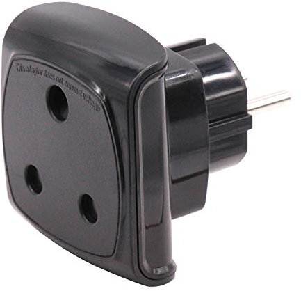 Adaptador de Enchufe de Sudáfrica Tipo M de 3 Clavijas Grande a 2 Clavijas UE/Alemania/Francia/España/Italia con Obturador de Seguridad (1 Pieza Negro)