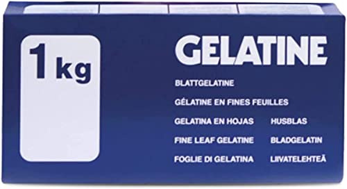 Blattgelatine, Karton mit 1 kg, Natürliche Zutaten, Gelier- und Verdickungsmittel, Glutenfrei, 220-250 Blüte, Neutraler Geschmack, Schweineherkunft, für Süßwaren - INGREDISSIMO