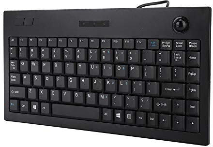 Wired Mini Keyboard with Trackball,Compact 88 keys 1.5M 1000DPI Ergonomic Quiet Keyboard,UK Layout,Slim Typewriter with Optical Trackball and Left/Right Mouse Button