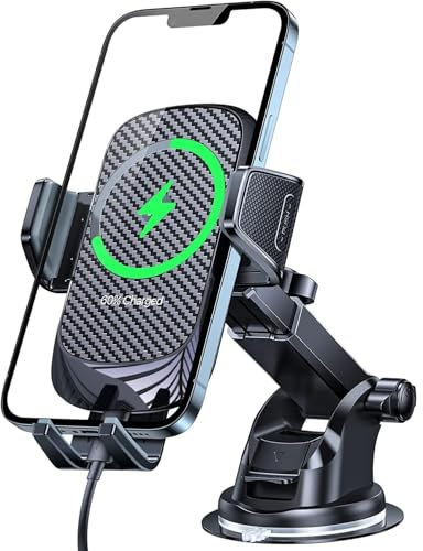 andobil Handyhalterung Auto mit Ladefunktion Wireless Charger Qi ladestation Handyhalter Induktion Fast Kabelloses Ladegerät für iPhone 16 15 14 13 12 Pro Max Samsung Galaxy S24 Ultra S23 S22