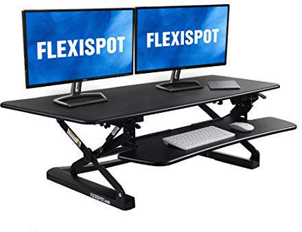 FLEXISPOT Sitz Steh Schreibtisch Stehpult Höhenverstellbarer Schreibtisch Schreibtischaufsatz (Breite: 119 cm | Farbe: Schwarz)