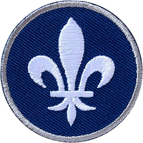 2 x Lilie Patch gestickt 45 mm/Aufbügler Aufnäher Patches Bügelflicken Applikation zum aufbügeln aufnähen Deko/Lile de France Adel Blüte Blume französisch Wappen/Club of Heroes (Blau)