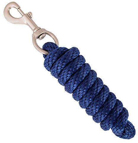 Merauno® Führstrick für Pferd - Anbindestrick in verschiedenen stylischen Designs, Führleine, Anbindeseil Pony, Esel, Ziege lang Strick mit Karabinerhaken(Navy Blau, Karabinerhaken)