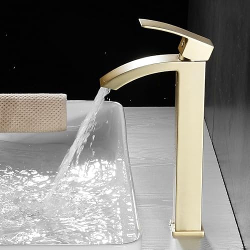 Wasserfall Bad Schiff Waschbecken Wasserhahn Einhand 1 Loch Deck Mount Toilette moderne hohe Hahn Gold gebürstet Leekayer,YA70531BGZH