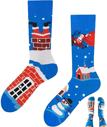 TODO COLOURS Weihnachten Socken Damen und Herren Lustige Weihnachtssocken (39-42, Santa Gift)