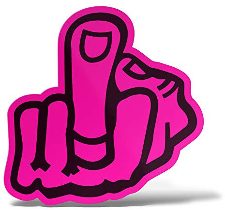 Erreinge® Adesivo Rosa Fluo 10 cm Dito Medio Sticker stampato per Auto Moto Parete Paraurti Computer Portatile Bagagli Biciclette