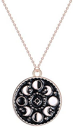 Moon Phase Chain Necklaces Lunar Eclipse Choker Full Moon Collar Crescent Moon Pendant Waning Moon Clavicle New Moon Collette for Women Girls Triple Goddess Jewelry C rose gold