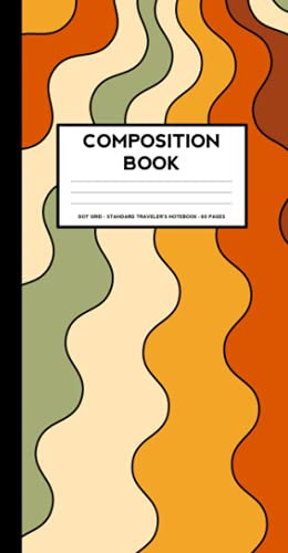 Composition Notebook: Small Dot Grid notebook (Standard Traveler's Notebook Sized Notebook Retro Wavy Lines)