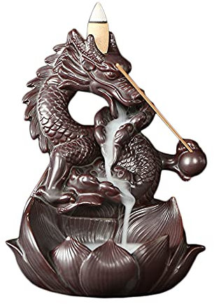 Sinosaurus-Form Räuchergefäß Rückfluss Räuchergefäß Porzellan Räucherstäbchenhalter Aroma Diffuser Räuchergefäß für Yoga im Wohnzimmer Büro und Schlafzimmer (Sinosaurus-Khocolate)