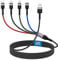 1.8M/6Ft Multi 4 in 1 USB Universal iPhone Charging Cable,Lightning2+Type C+Micro USB Long Nylon Braided Phone Charger Cord Connector Adapter for Cell Phone/Android/Apple/IOS/Samsung/LG/Huawei