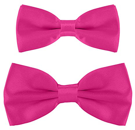 DonDon pajarita padre-hijo con look a juego, ya atada y ajustable - Rosa Fucsia