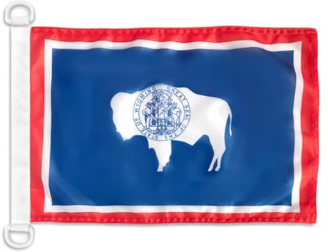 AZ FLAG - Drapeau Wyoming - 45x30 cm - Pavillon Nautique Etat Américain - Usa - Etats-Unis Spécial Bateau Et Extérieur En Maille Bloquée Avec Anneaux Plastiques Intégrés - 30g