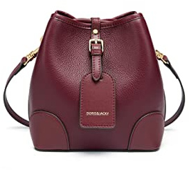DORIS&JACKY Umhängetasche aus echtem Leder, kleine Designer-Umhängetasche mit Kordelzug, Einzeltasche für Damen