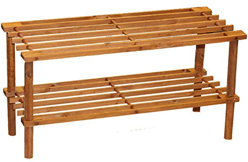 AC - Zapatero de 2 Niveles - Fabricado en Madera Natural - Estantería Multiusos - Ideal para recibidor, Pasillo o Dormitorio - 29,5 x 63 x 26 cm - Color Cerezo