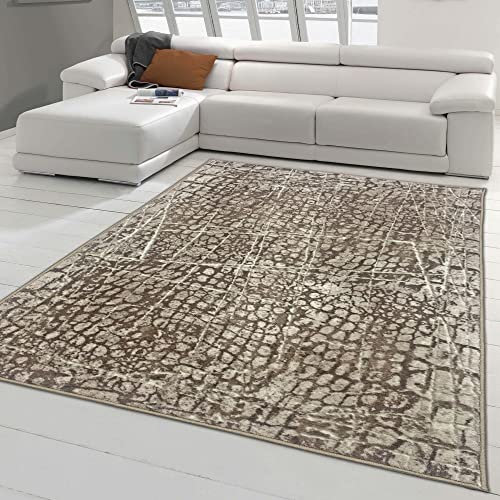 Teppich-Traum Moderner Wohnzimmer Designerteppich mit dezenten Farben abstrakt Gemustert in beige, Größe 240 x 340 cm