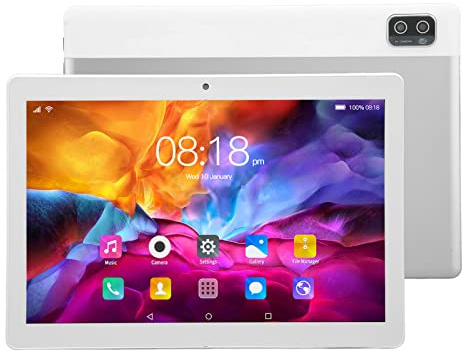 10,1-Zoll-Tablet-PC Silber, 5 G WiFi, Sprechender Tablet-PC, 1960 X 1080 HD-IPS-Display, 6 GB 128 GB Speicher, Vordere 200-W-hintere 500-W-Kamera, Deca-Core-CPU-Prozessor, Geeignet Zum Lesen,(EU)