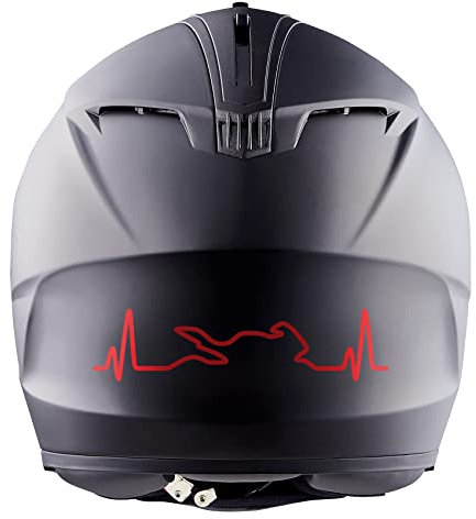Finest Folia Aufkleber Herzschlag Bike 2 Stück je 12,2x3cm Sticker für Motorrad Auto Motorradhelm Motorradaufkleber Kfz Zubehör selbstklebend K158 (Karminrot)