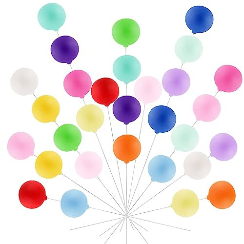 30 Stück Tortendeko Kugeln Bunte Kuchen Kugel Dekoration Regenbogen Mini Ballon Kuchenaufsätze Runde Ballon Cupcake Aufsätze Torten Deko für Geburtstagsfeier Hochzeit Jahrestag Babyparty