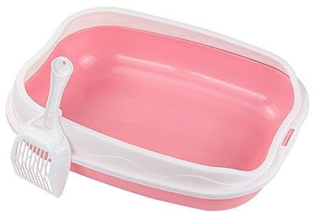 JISADER Lettiera per Gatti Semi-Chiuso, Toilette Profonda per Gatti Rimovibile, Casetta per Lettiera Grande, Sabbiera per Gatti, Cani, Conigli, 39x31x10cm, Rosa