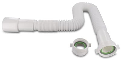 DEKAROX flexibles Siphon Abflussrohr 1 1/2 x 40/50mmØ 39-85cm ausziehbar mit 1 1/4 Reduzierstück für Waschbecken Ablaufgarnitur Spülbecken Küchenspüle