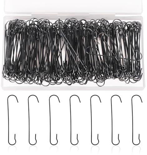 SAVITA 200 Stück Weihnachtsschmuck Haken, 6 x 1,3cm C-Förmige Weihnachtsbaumschmuck Haken mit Aufbewahrungsbox Biegbare Metallhaken für Weihnachtsdekoration (Schwarz)