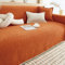 Sofa Überzug 180x340cm, Einfarbig mit Quasten Sofabezug 3 Sitzer Sofahusse Kratzfest Orange Sofabezug für Wohnlandschaft