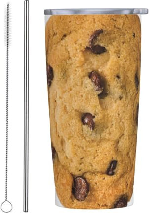 Tasse en paille en acier inoxydable pour biscuits au chocolat, compagnon de voyage parfait pour le bureau, les promenades en voiture et les événements sportifs
