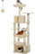 PAWZ Road Großer Katzenbaum, 164 cm Katzenturm für große Katzen, Katzenhaus mit Sisalüberzogenen Kratzbäumen und Pads, 2 gepolsterte Sitzstangen, Doppelkabinen und Korb für Indoor-Katzen, Beige