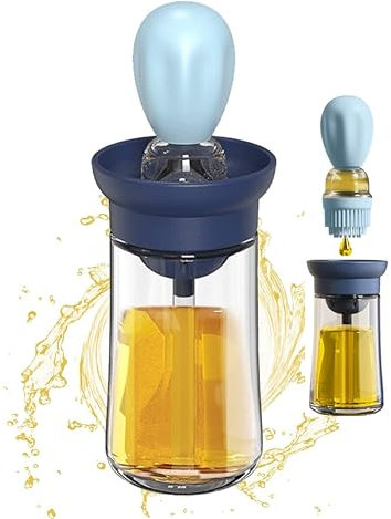 ALAUKAI Flacon Distributeur Huile Brosse | Pinceau huile | Bouteille d'huile | Cuisine Pâtisserie | Préservez Fraîcheur et Réduisez Gaspillage Plats Equilibrés | Accessoire Air Fryer | Gadget Maison