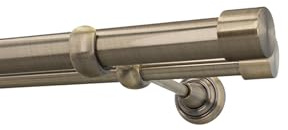 Gardinenstange Vorhangstange 25/19mm 2-läufig Wandmontage Messing Antik 240 cm Zoya