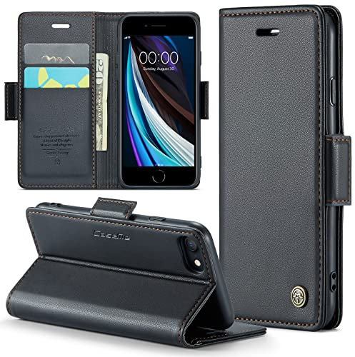 Phernykas Cover per iPhone SE 2020/2022/6/7/8 Custodia Portafoglio [Blocco RFID] Premium Pelle PU [Magnetica] Wallet Libro con Porta Carte Slot Supporto Flip Case per iPhone 8/7/6, Nero