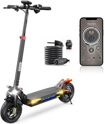 iScooter Patinete Electrico Adultos con Cerraduras Electrónicas y Cerraduras, Poste elevable, Batería 48V 12.5Ah, Patinete Eléctrico Plegable 10 con App, Carga 200 kg, Autonomía 45 km,Triple Frenado