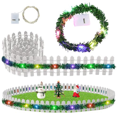 Miniatur Wichtel Zubehör Weihnachten, Miniatur Zaun Gartenzaun Holz, Puppenhaus Zubehör Fences, Fairy Garden Holzzaun, Wichtel zubehör Weihnachten, Wichtel Zaun DIY Dekor Weihnachten (90 cm Weiß) (A)