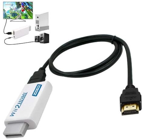 BRAVECOW Wii to HDMI Converter Adapter HD Converter Adapter mit 1,5m High Speed Konvertierungskabel HDMI-Anschluss 3,5 mm Audio Wii AV Multi-Ausgang