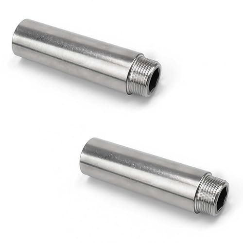 TIANLIN 2 Stücke 1/2 Zoll Verlängerung, Hahnverlängerung Edelstahl 1/2 Zoll x 60 mm Gewindefitting, Nicht leicht zu Rosten, für Wasserhähne Eckventile Duschköpfe