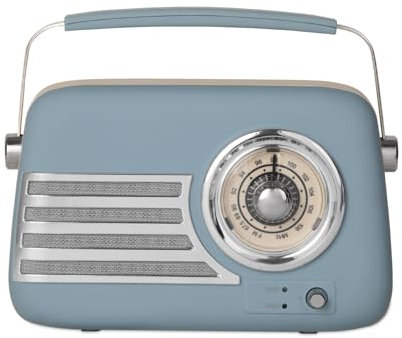 iTek I60028BLU Vintage Bluetooth FM Radio, Portable, 3 Speaker, 5 W Output, Vintage Blue