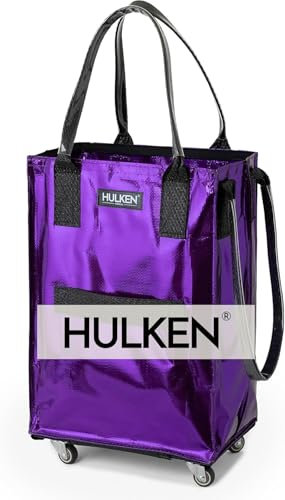HULKEN - (Klein, Ultraviolett) Wiederverwendbare Einkaufstasche auf Rädern. Der Einkaufswagen trägt bis zu 15 kg, hat robuste Griffe, einen Reißverschluss und ist flach leicht und zusammenklappbar.