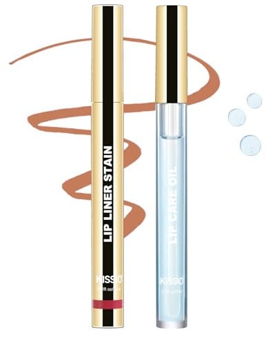 KISSIO Lip Liner Stain,Peel Off Lip Liner and Care Oil,Transfer Proof,Long Lasting and Waterproof Lips Tint,Matte Finish,Lips Combo,02 Gray pink
