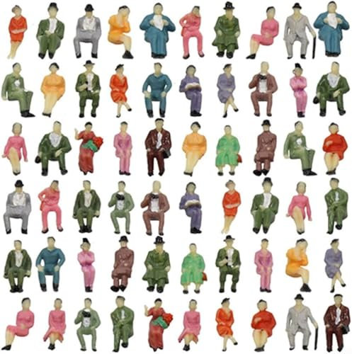 60 Stück alle sitzenden Figuren 1:87 Passagier, HO-Scale sitzende Menschen Figuren, Modelleisenbahnen Architektur Kunststoff Menschen Figuren, winzige Menschen sitzen und stehen für Miniaturszenen