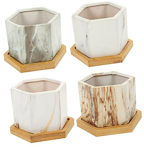 ANDRESLAD 4 Set Vaso Di Fiori Succulenti in Ceramica Graziosi Vasi Per Piante Corteccia Di Orchidea Vasi Per La Casa Vaso in Terracotta Vasi Per Piante in Terracotta Vasi Per Orchidee Bambù