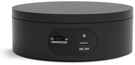 TopHomer 360° Drehteller Elektrisch, 12cm Automatische Displayständer für Produktanzeige Fotografie, Batterie oder USB betrieben (Schwarz)