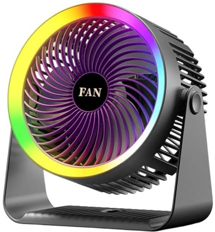 Desk Fan - Portable Fan | Personal Cooling Nightstand Fans USB Powered With Colorful Night Lights for Home officCe and Outdoor Cool Tech Gadgets Air Circulator Travelling Commute Personal